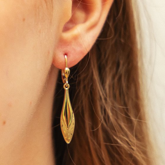 Ohrringe 375 Gold glanz matt diamantiert 