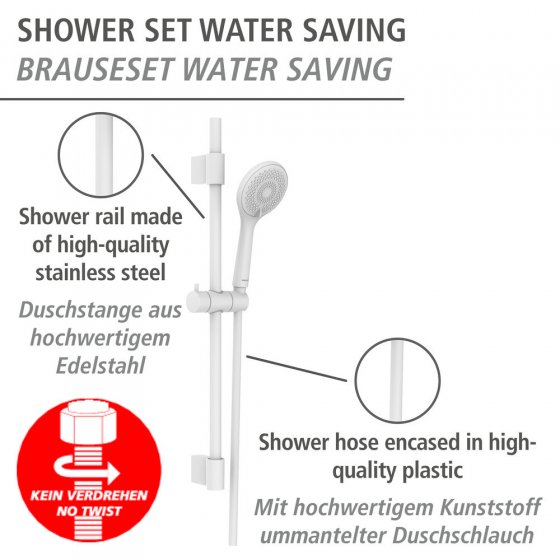 Brauseset Watersaving Weiß, Länge Stange: 70 cm