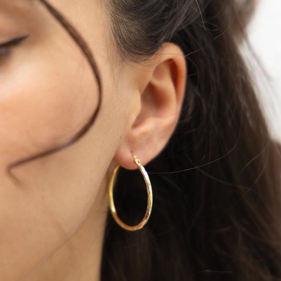 Ohrringe Silber 925 vergoldet diamantiert 30mm Durchmesser 