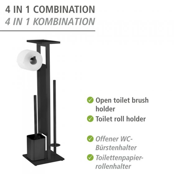 Stand WC-Garnitur Mod. Debar mit Ablage Schwarz, aus rostfreiem Edelstahl