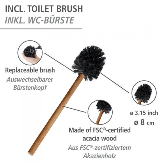 Stand WC-Garnitur Mod. Rivalta Acacia, Akazienholz und schwarz lackierter Stahl 