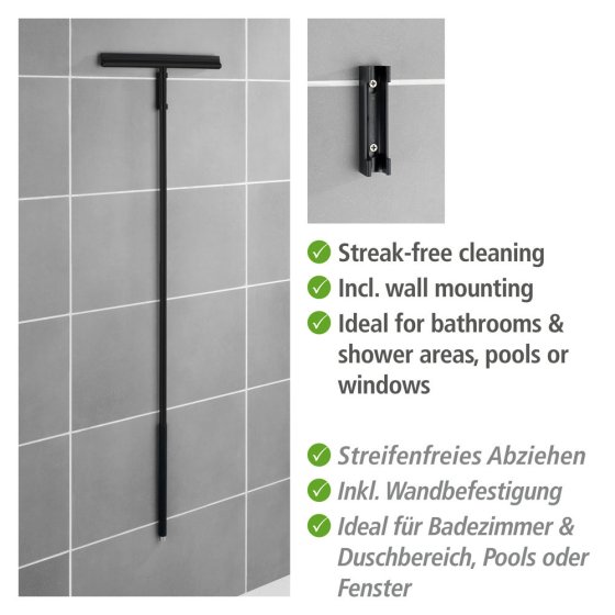 Edelstahl Boden-und Fensterwischer Mod. Rosole Schwarz, 40 cm Wischbreite 