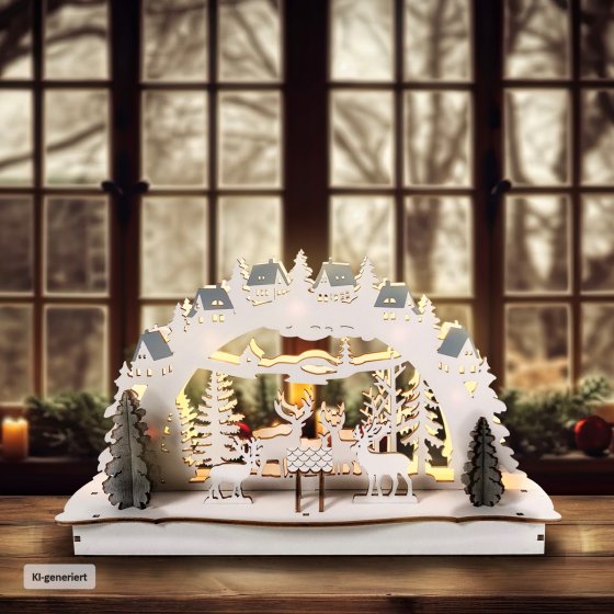 LED Holz Weihnachtsdeko mit Waldmotiv Batteriebetrieben 