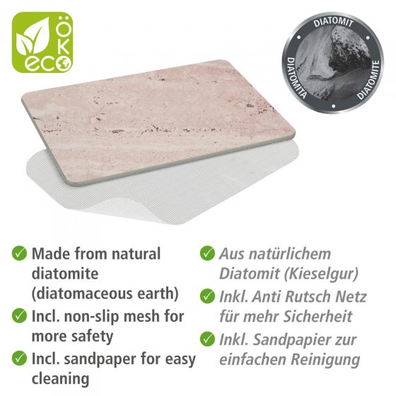 Badematte Mod. Puna Grau, aus natürlichem Diatomit 
