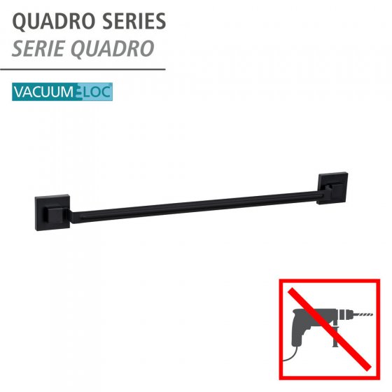 Vacuum-Loc® Badetuchstange Mod. Quadro Schwarz, Befestigen ohne Bohren 
