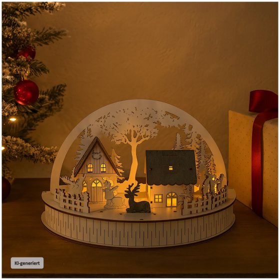 Weihnachtsszene beleuchtet Rehe 