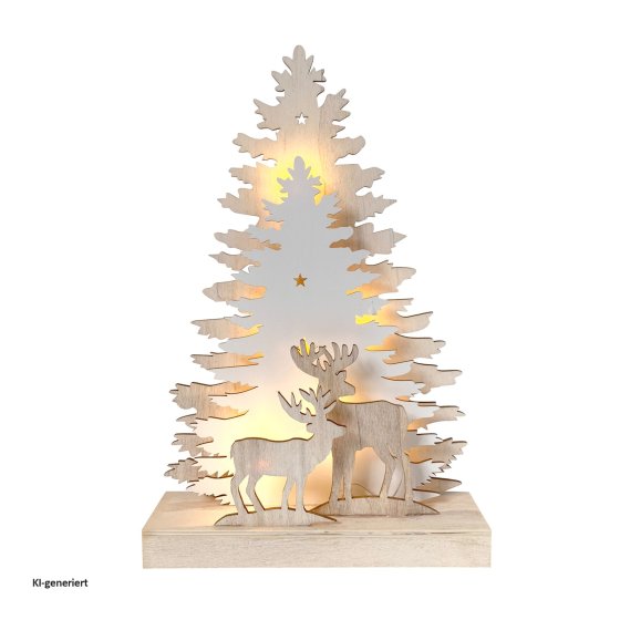 Beleuchtete Weihnachtsszene Rehe im Winterwald 