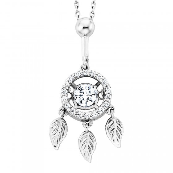 Anhänger mit Kette 925/- Sterling Silber rhodiniert  19 Zirkonia 