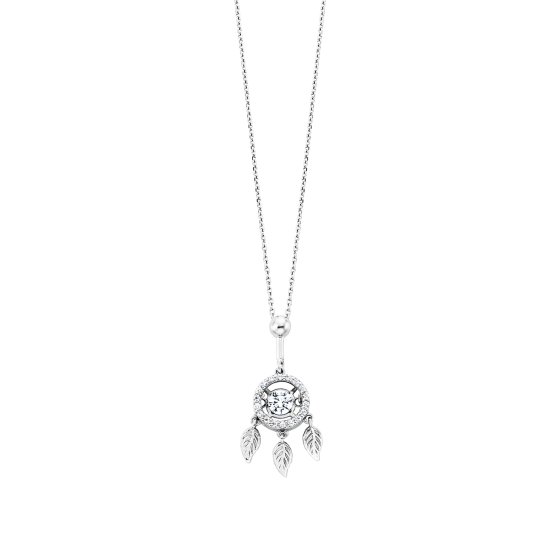 Anhänger mit Kette 925/- Sterling Silber rhodiniert  19 Zirkonia 