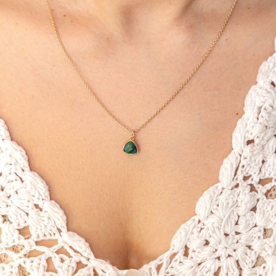 Anhänger mit Kette 925 Sterling Silber vergoldet Malachit 