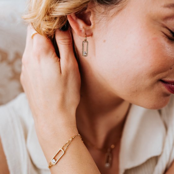 Ohrhänger 925/- Sterling Silber vergoldet  72 Zirkonia 