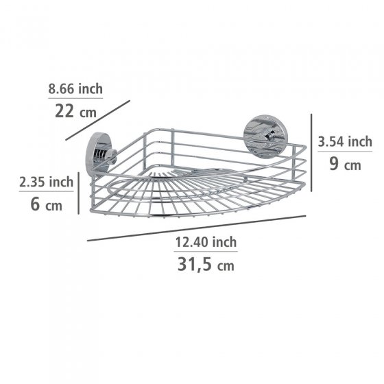 Vacuum-Loc® Eckablage Mod. Bari + Haken, 3-tlg., Befestigung ohne bohren 