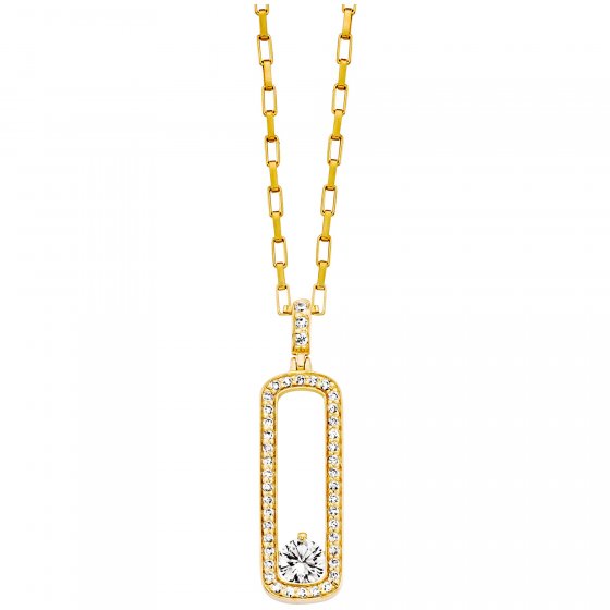 Anhänger mit Kette 925/- Sterling Silber vergoldet  44 Zirkonia 