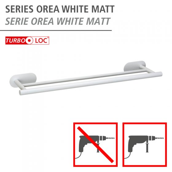 Turbo-Loc® Badetuchstange Duo Mod. Orea White matt, 60 cm, aus rostfreiem Edelstahl 