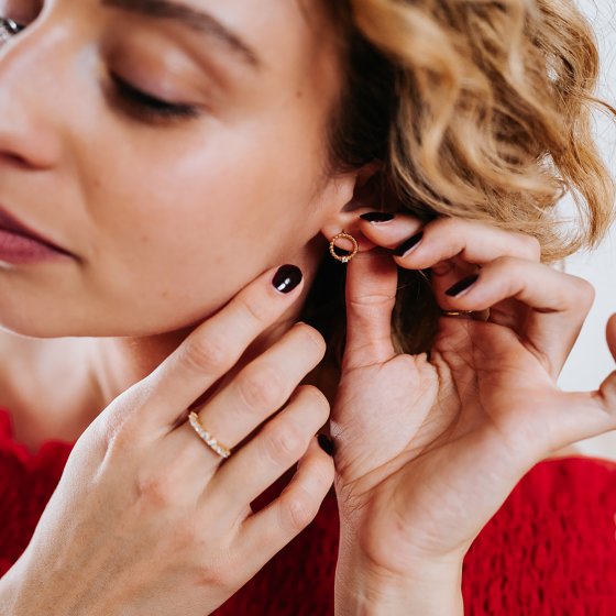 Ohrstecker 925/- Sterling Silber rhodiniert/vergoldet  rund  80 Zirkonia 