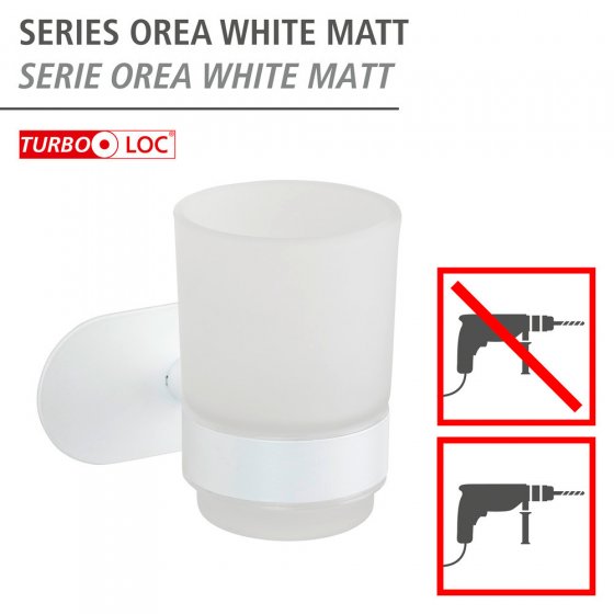 Turbo-Loc® Zahnputzbecherhalter Uno Mod. Orea White matt, aus rostfreiem Edelstahl 
