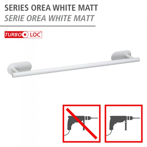 Turbo-Loc® Badetuchstange Uno Mod. Orea White matt, 60 cm, aus rostfreiem Edelstahl 