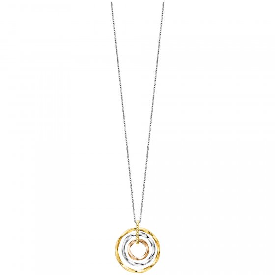 Anhänger mit Kette 925/- Sterling Silber rhodiniert/vergoldet  tricolor 3 Kreise 