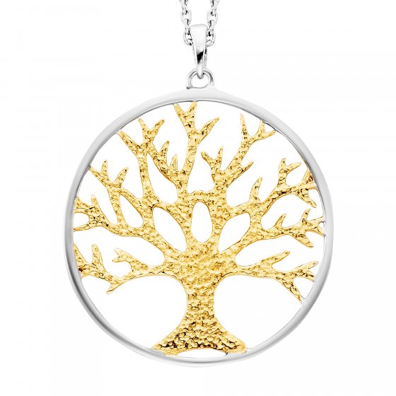 Anhänger mit Kette 925/- Sterling Silber rhodiniert/vergoldet  Motiv Lebensbaum 