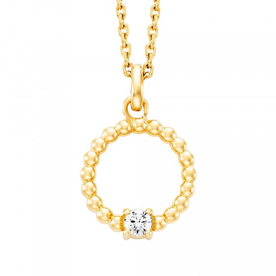 Anhänger mit Kette 925/- Sterling Silber vergoldet  1 Zirkonia 