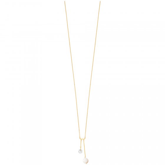 Anhänger mit Kette 925/- Sterling Silber vergoldet  Perle und Zirkonia 