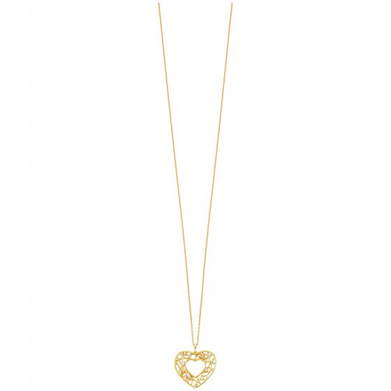 Anhänger mit Kette 925/- Sterling Silber vergoldet  Herz  11 Zirkonia 