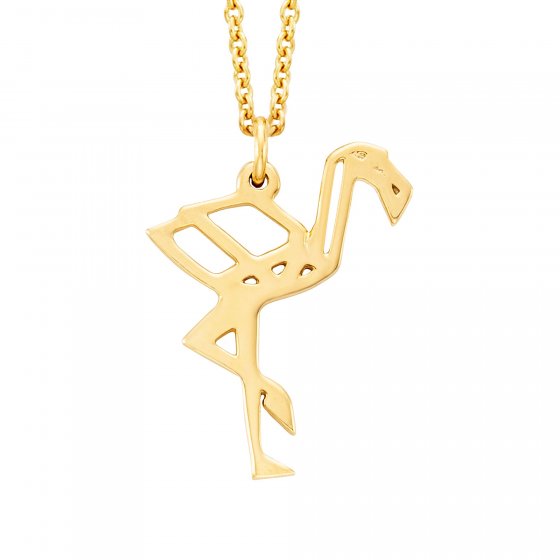 Anhänger mit Kette 925/- Sterling Silber vergoldet  Flamingo 
