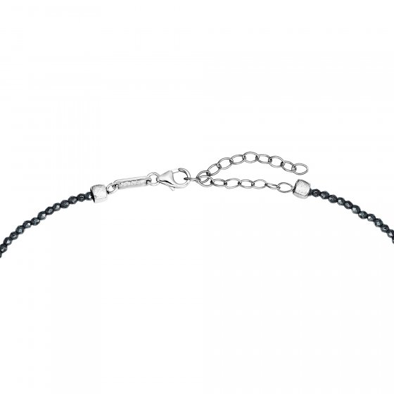 Kette 925/- Sterling Silber rhodiniert  Hämatit grau 43 cm 