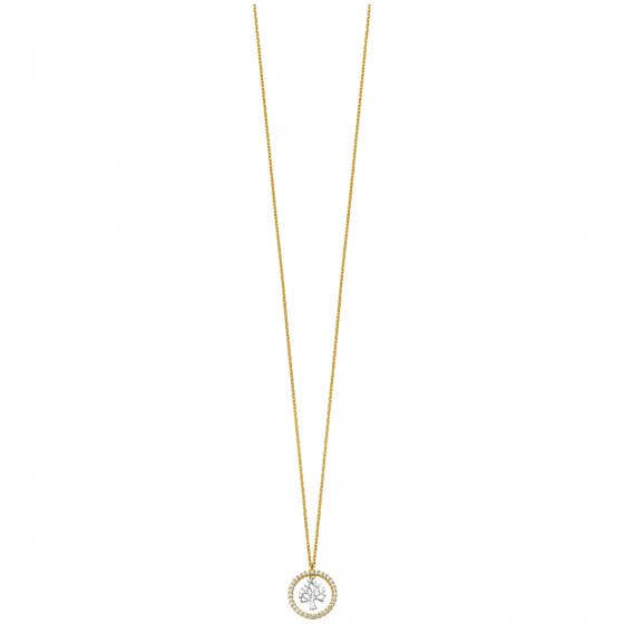 Anhänger mit Kette 925/- Sterling Silber rhodiniert/vergoldet  Lebensbaum Zirkonia 