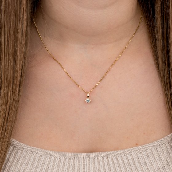 Anhänger mit Kette 585/- Gelbgold Brillant SI Vollschliff  Rund 