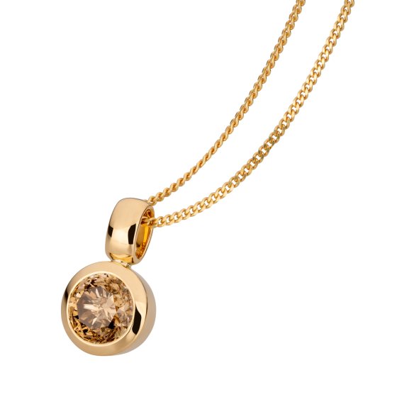 Anhänger mit Kette 750/- Gelbgold 1 Brillant braun 2,0 ct. 