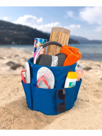 Universal Reinigungs Caddy 16 l, Blau, 2er Set, mit 6 Außentaschen für Schwämme und Tücher 