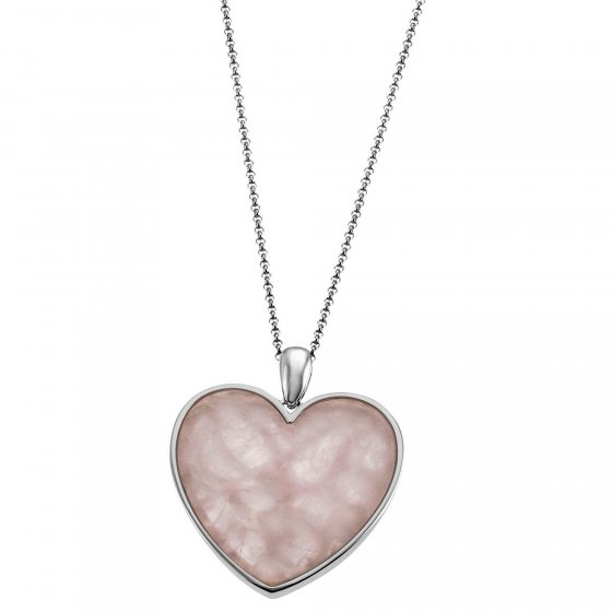 Anhänger mit Kette 925 Sterling Silber Herz Glasstein rosa 