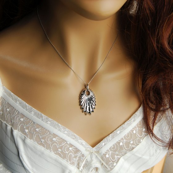 Anhänger mit Kette 925 Sterling Silber  Glänzend  Zirkonia weiß 