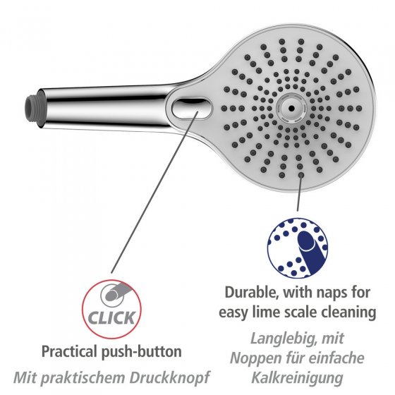 Duschkopf Mod. Ultimate Shower Chrom/Weiß, Ø 13 cm 