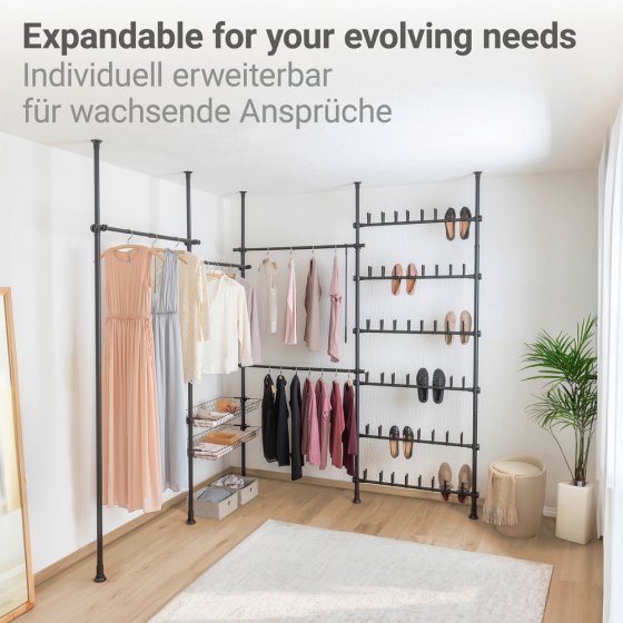 Teleskop-Garderobensystem Mod. Herkules Basic Schwarz, aus pulverbeschichtetem Stahl