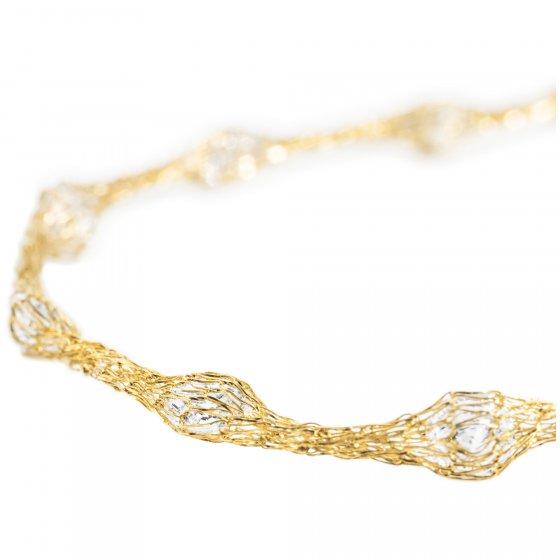 Kette 925/- Sterling Silber vergoldet  27 Zirkonia 