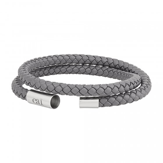 Armband Echtleder-Wickelarmband 21cm grau und magnetischem Edelstahlverschluß 