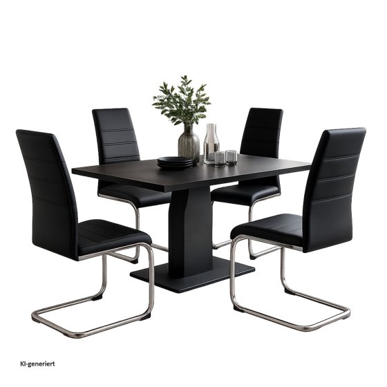 Esszimmerstuhl SallyC Kunstleder 4er-Set Schwarz 