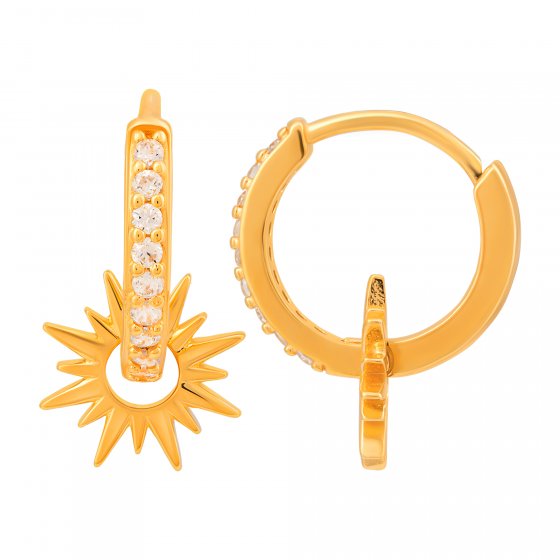 Creole 925 Sterling Silber vergoldet mit Zirkonia Einhänger Sonne 