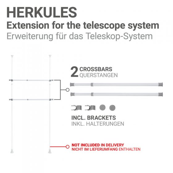 Kleiderstange Mod. Herkules 2er, waagerechte Teleskopstange 