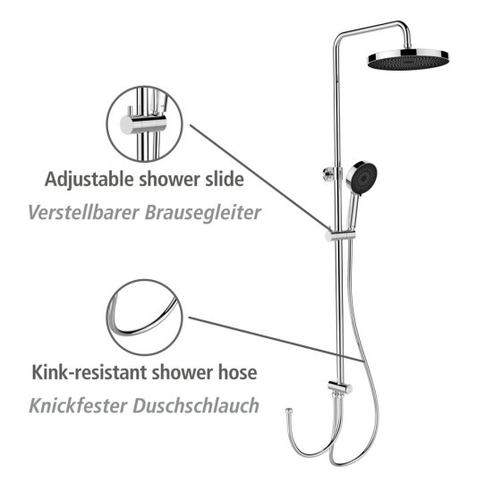 Duschsystem Mod. Softwater Chrom, einfacher Anschluss an bestehende Armatur oder Wandanschlussbogen 