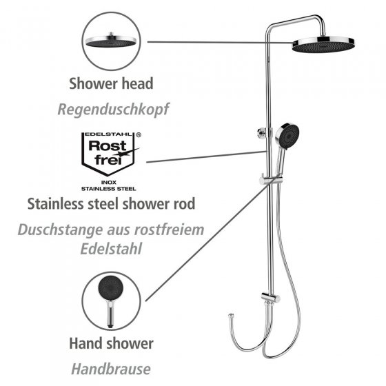 Duschsystem Mod. Softwater Chrom, einfacher Anschluss an bestehende Armatur oder Wandanschlussbogen 