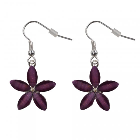 Schmuckset Set aus Collier und Ohrhaken Blüte lila 