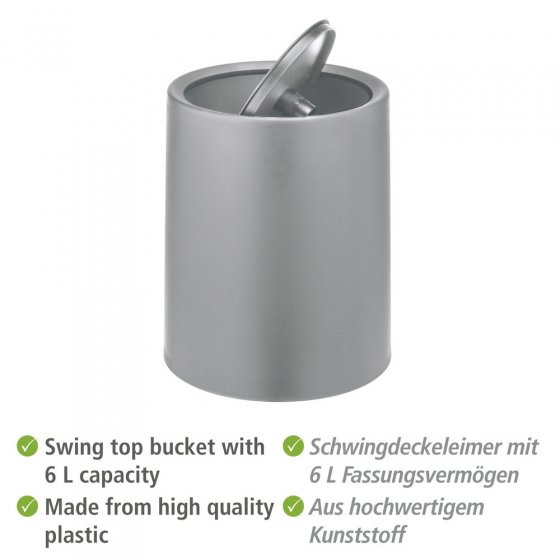 Schwingdeckeleimer Mod. Atri Grau, Fassungsvermögen: 6 Liter 