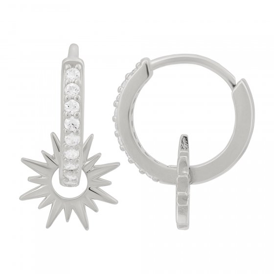 Creole 925 Sterling Silber rhodiniert mit Zirkonia Einhänger Sonne 