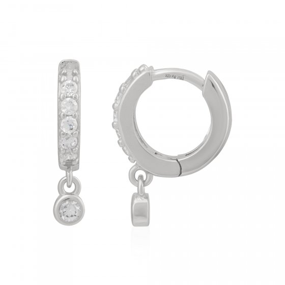 Creole 925 Sterling Silber rhodiniert mit Zirkonia Anhänger 
