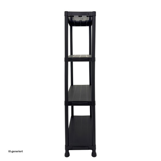Regal mit 4 Böden Schwarz Kunststoffregal 