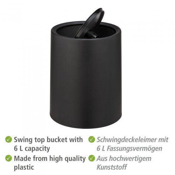 Schwingdeckeleimer Mod. Atri Schwarz, Fassungsvermögen: 6 Liter