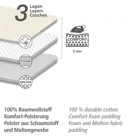 Bügeltischbezug Comfort XL/Universal, Bügelbrettbezug, 140 x 48 cm